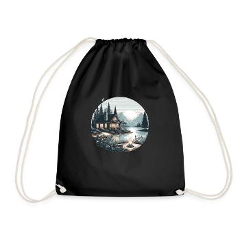 Sunset Cabin - Drawstring Bag - black - Front