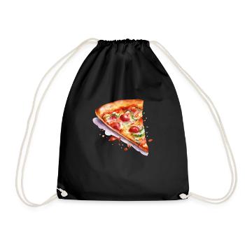 pizza - Drawstring Bag - black - Front