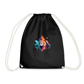 Lion, Faune, Animal, Nature, En plein air, Aquarelle - Sac de sport léger - noir - Devant