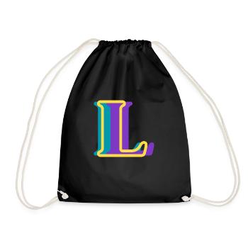 Multicolored letter l - Drawstring Bag - black - Front