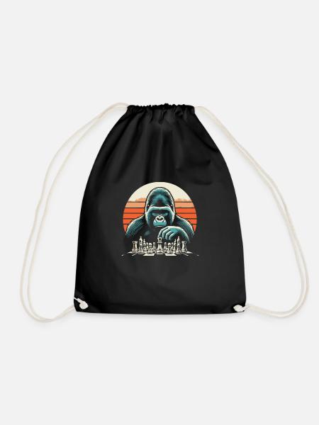 Le singe joue aux échecs - Sac de sport léger - noir