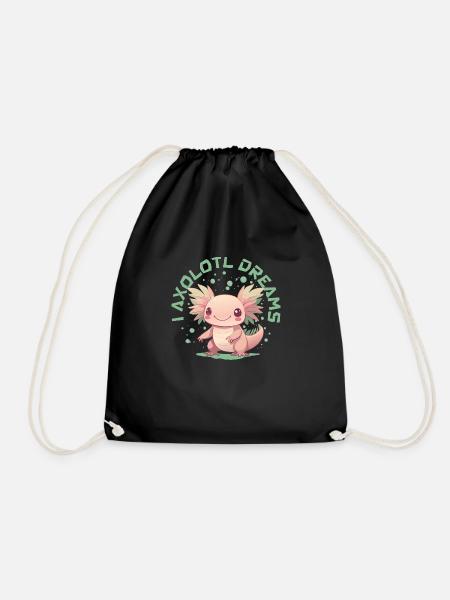 I Axolotl Dreams - Water Pun - Drawstring Bag - black