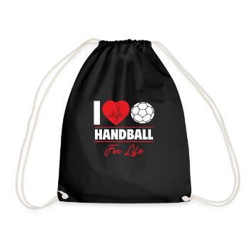 Handball ist mein Leben, Geschenkidee - Turnbeutel - Schwarz - Vorne