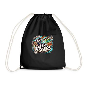Hits and Giggles Volleyball Player Women Raccoon - Drawstring Bag - black - Front