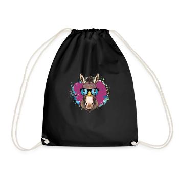 Donkey,graffiti,painting, colorful,nerd - Drawstring Bag - black - Front