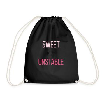 Sweet but Unstable Soft Grunge Quote Shirt - Drawstring Bag - black - Front
