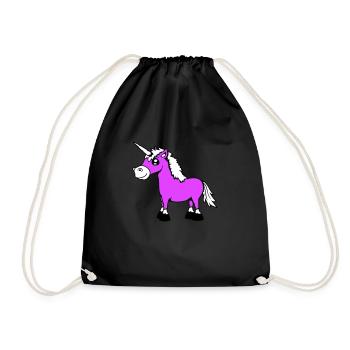 licorne sourit assez sympathique cheval de dessin animé - Sac de sport léger - noir - Devant
