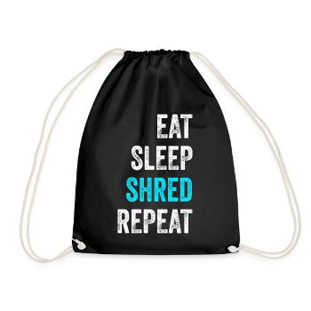 EAT SLEEP SHRED Snowboard Shirt Gift - Drawstring Bag - black - Front