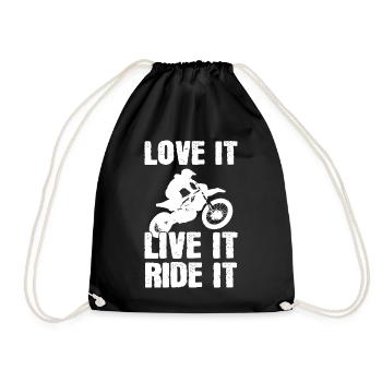 Love It Live It Ride It Motorradfahrer - Turnbeutel - Schwarz - Vorne