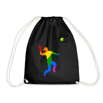 Regenbogen Sprung beim Volleyball - Turnbeutel - Schwarz - Vorne