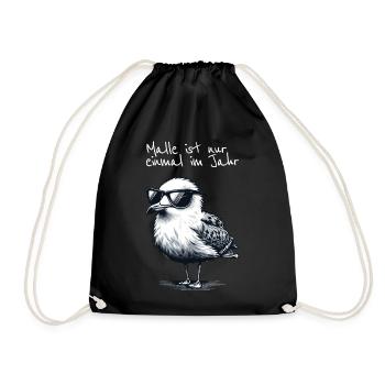 Malle's Only Once a Year Mallorca Seagull Shirt - Drawstring Bag - black - Front