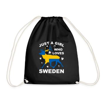 Schweden Flagge Elch Skandinavien Urlaub Reise - Turnbeutel - Schwarz - Vorne