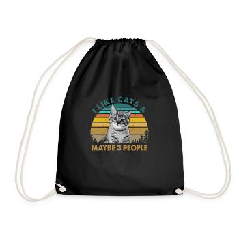 I Like Cats And Maybe 3 People Cat Lover Cat Train - Turnbeutel - Schwarz - Vorne