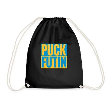 puck futin logo design - Drawstring Bag - black - Front