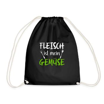 Fleisch ist mein Gemüse in grün für Fleischesser - Turnbeutel - Schwarz - Vorne