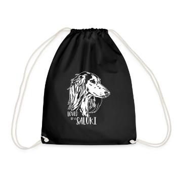 Loved by a SALUKI dog saying Greyhound Wilsigns - Drawstring Bag - black - Front