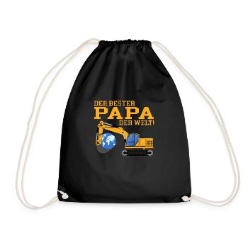 Bagger der beste Papa der Welt - Turnbeutel - Schwarz - Vorne