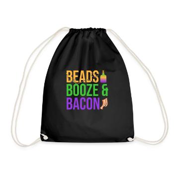 Beads Booze & Bacon Mardi Gras Party - Turnbeutel - Schwarz - Vorne