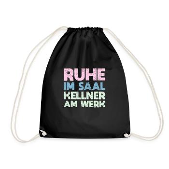 Ruhe Im Saal, Kellner Am Werk - Turnbeutel - Schwarz - Vorne
