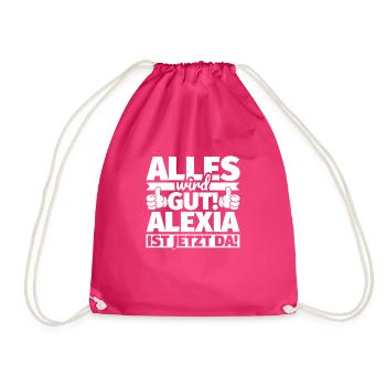 Alexia Vorname Geschenk lustiger Spruch - Turnbeutel - Fuchsia - Vorne