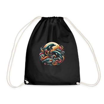 Dauphins dans les vagues - Sac de sport léger - noir - Devant