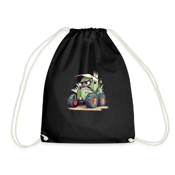 Kanzy the Angry Tractor - Drawstring Bag - black - Front