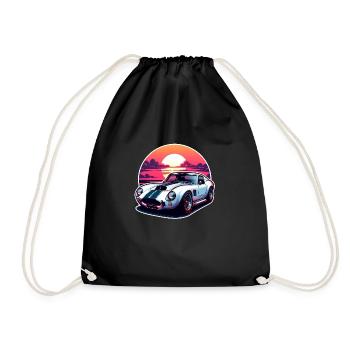 voiture vintage couché de soleil - Sac de sport léger - noir - Devant