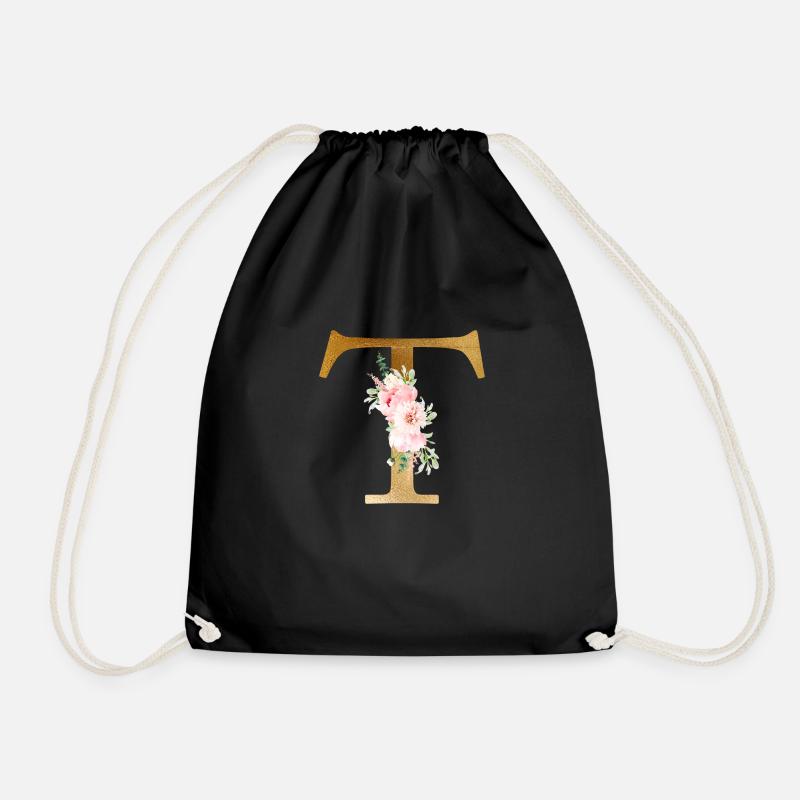 Monogramme floral botanique T - Sac de sport léger - noir