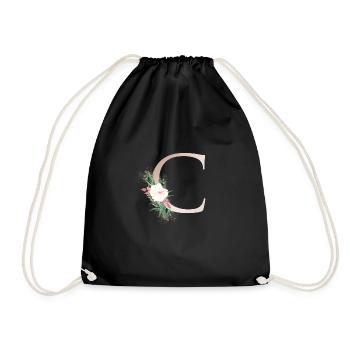 Monogramme personnalisable C Floral - Sac de sport léger - noir - Devant