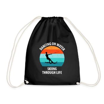 Water skis, water skis, water skiers - Drawstring Bag - black - Front