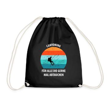 Canyoning Bergsteigen Klettern Wandern Berge - Turnbeutel - Schwarz - Vorne