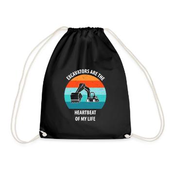 Excavator Excavator Driver Excavator Truck - Drawstring Bag - black - Front