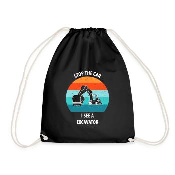 Excavator Excavator Driver Excavator Truck - Drawstring Bag - black - Front