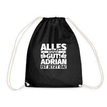 Adrian Vorname Geschenk lustiger Spruch - Turnbeutel - Schwarz - Vorne