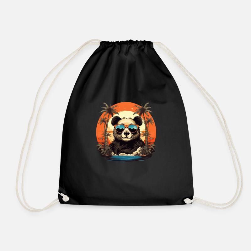 Panda Sonnenbrille Geschenkidee Urlaub Pandabär - Turnbeutel - Schwarz