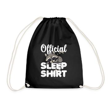 Raccoon Official Sleep Shirt Lazy Relax - Drawstring Bag - black - Front