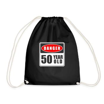 50 year old Danger - Drawstring Bag - black - Front