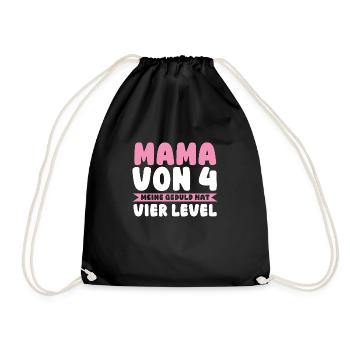 Mom of 4 children - Drawstring Bag - black - Front