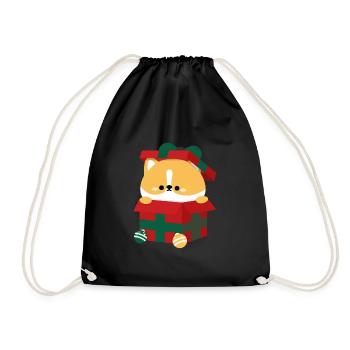 Corgi Weihnachtsgeschenk - Turnbeutel - Schwarz - Vorne