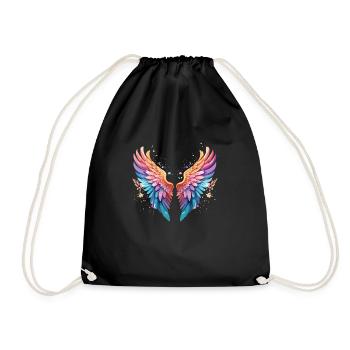 Angelwings,Angel Wings,Graffiti,Painting,Colorful - Drawstring Bag - black - Front