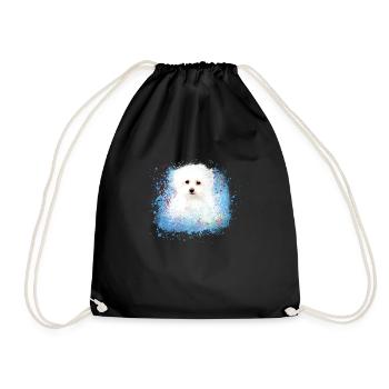 malteser ,dog ,white, dog, painting,doodle - Drawstring Bag - black - Front
