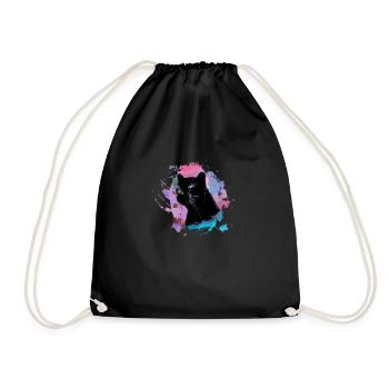 panther,gepard,leopard,schwarz,bunt,graffiti - Turnbeutel - Schwarz - Vorne