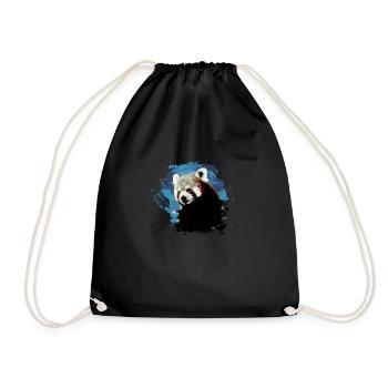 Panda roux, graffiti, peinture, ours panda, bleu, marron - Sac de sport léger - noir - Devant