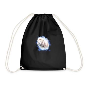 lion, tête de lion, graffiti, bleu, lion blanc, graffiti - Sac de sport léger - noir - Devant