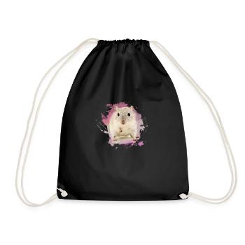 dwarf hamster,hamster,pink,graffiti,painting - Drawstring Bag - black - Front
