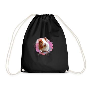 guinea pig, graffiti, painting, watercolor, pink - Drawstring Bag - black - Front