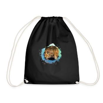 léopard, chat, chat sauvage, graffiti, peinture - Sac de sport léger - noir - Devant