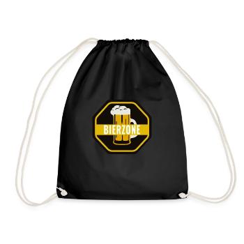 Bierzone Schild Prost Bier Saufen Trinken Party - Turnbeutel - Schwarz - Vorne