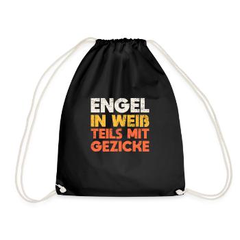 Engel In Weiß, Teils Mit Gezicke - Turnbeutel - Schwarz - Vorne