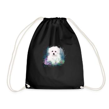 Maltais, chien, blanc, peinture, graffiti, bleu - Sac de sport léger - noir - Devant